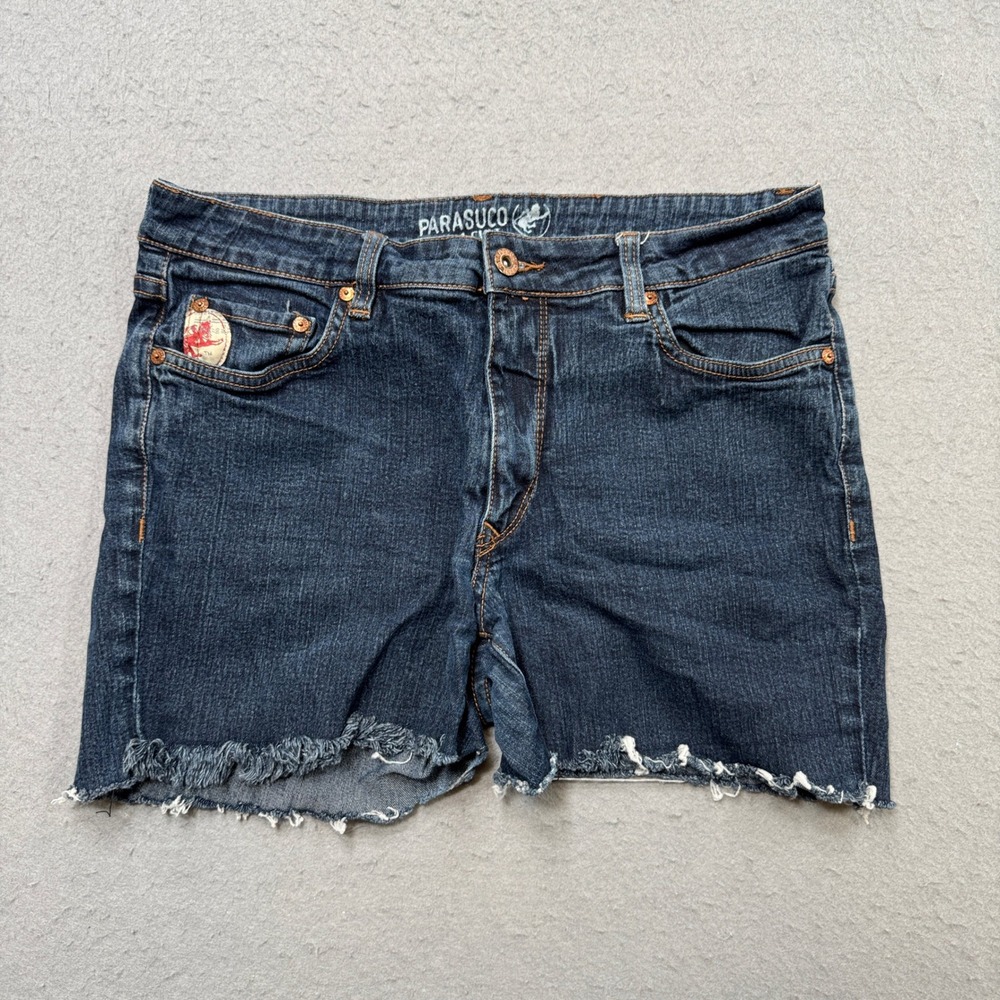Y2K Parasuco Cut Off Shorts Women's 30 Dark Blue Cut Off Contrast Pockets Summer